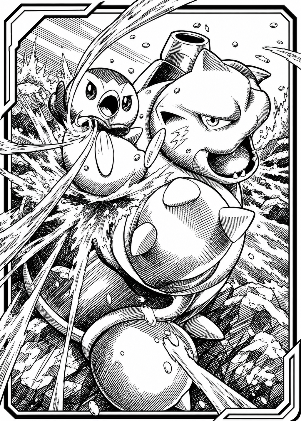 Piplup and Blastoise | Engraved Binder Design