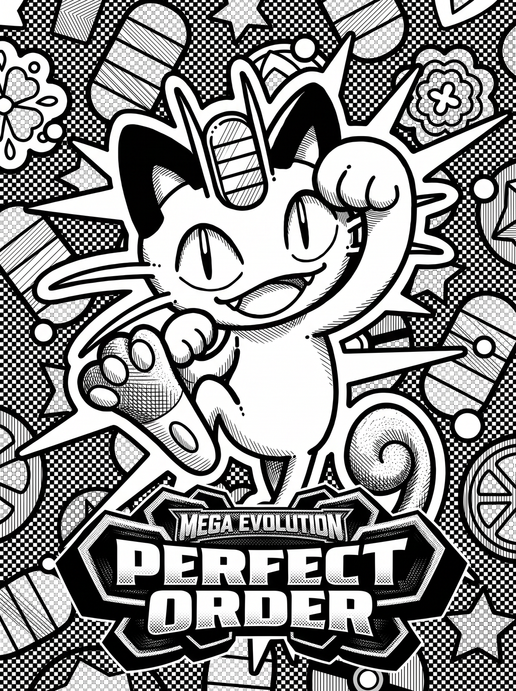 Meowth Mega Evolution Perfect Order | Engraved Binder Design