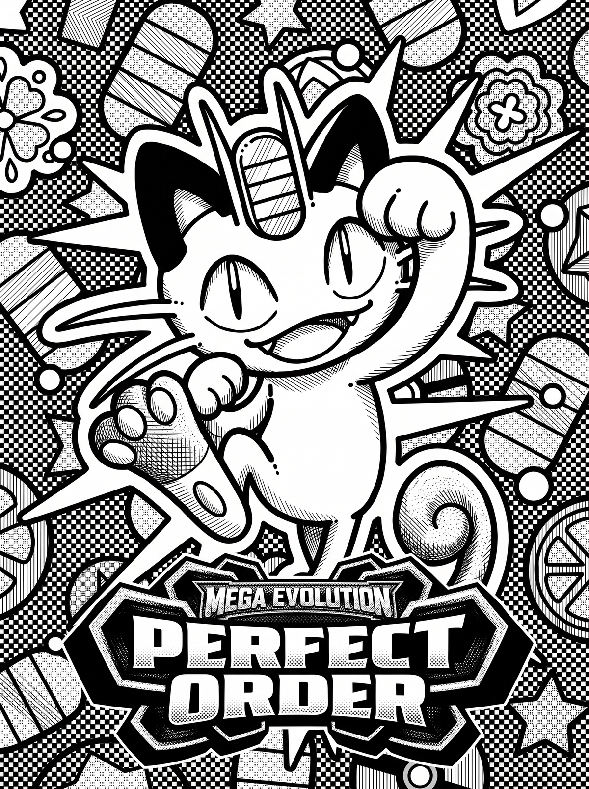 Meowth Mega Evolution Perfect Order | Engraved Binder Design